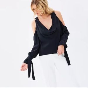 Keepsake Twin Peaks Tie Sleeve Cold Shoulder Top